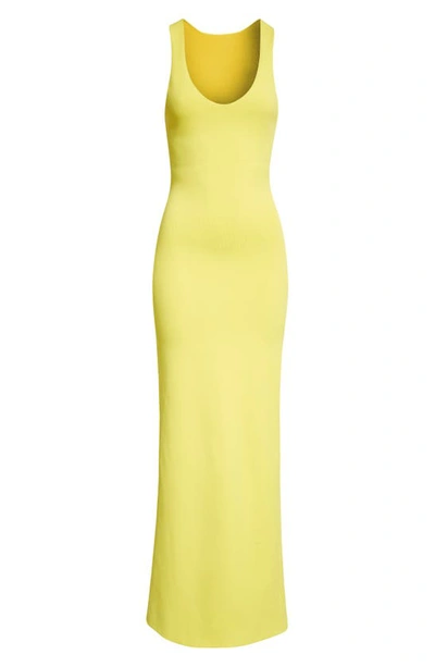 Shop Brandon Maxwell Scoop Neck Crepe Knit Dress In Lemon Yellow