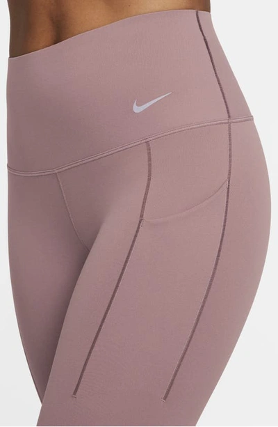 Shop Nike Universa Dri-fit Medium Support High Waist Leggings In Smokey Mauve/black