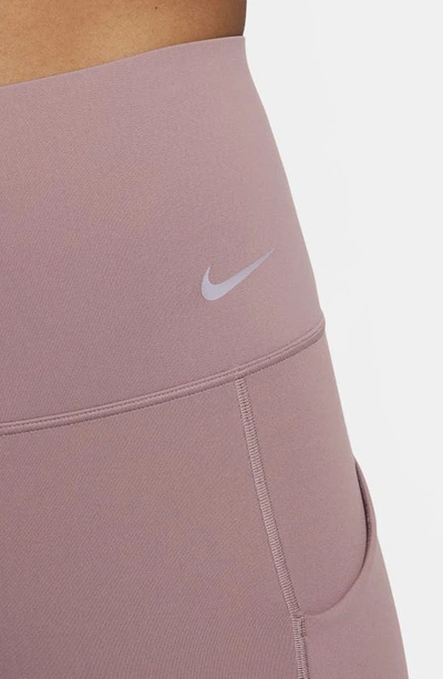 Shop Nike Universa Dri-fit Medium Support High Waist Leggings In Smokey Mauve/black