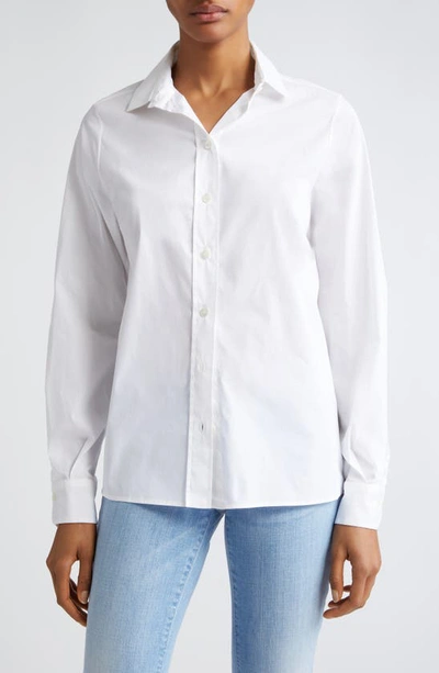 Shop Eleventy Classic Stretch Poplin Button-up Shirt In White