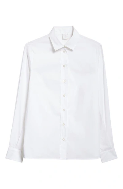 Shop Eleventy Classic Stretch Poplin Button-up Shirt In White