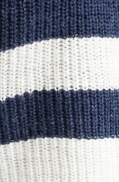 Eleventy Stripe Cotton & Linen Blend Drawstring Sweater Shorts In White And Navy