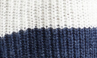 Eleventy Stripe Cotton & Linen Blend Sweater Hoodie In White And Navy