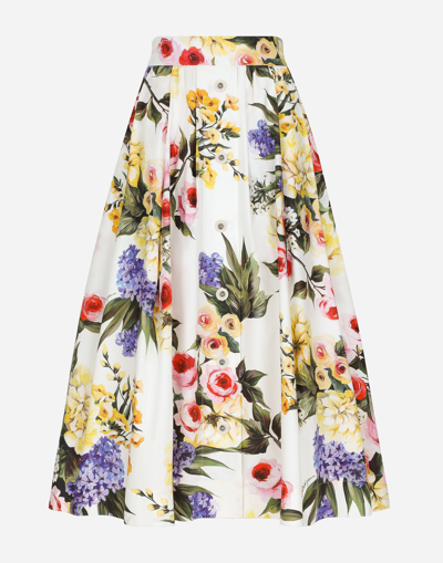 Shop Dolce & Gabbana Garden-printed Cotton Circle Skirt