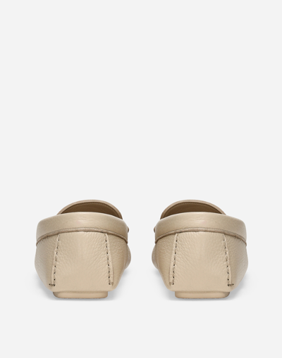 Dolce & Gabbana Logo-plaque Leather Loafers In Neutral