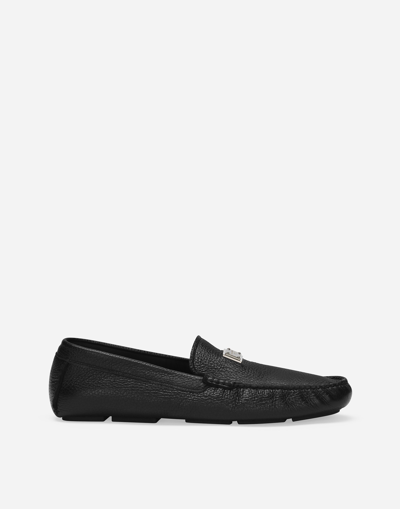 Shop Dolce & Gabbana Deerskin Driver Shoes In Black