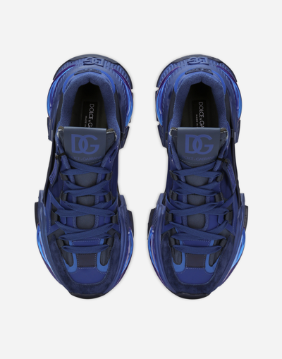 Shop Dolce & Gabbana Mixed-material Airmaster Sneakers In Blue