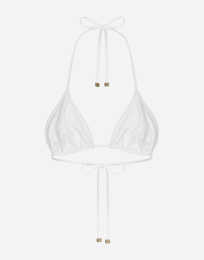 Dolce & Gabbana Leopard-print Padded Triangle Bikini Top In White