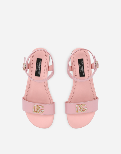 Dolce & Gabbana Patent Leather Sandals In ピンク