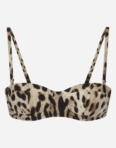 Shop Dolce & Gabbana Leopard-print Balconette Bikini Top In マルチカラー