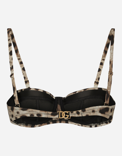 Shop Dolce & Gabbana Leopard-print Balconette Bikini Top In マルチカラー