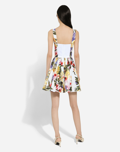 Shop Dolce & Gabbana Short Cotton Corset Dress With Garden Print