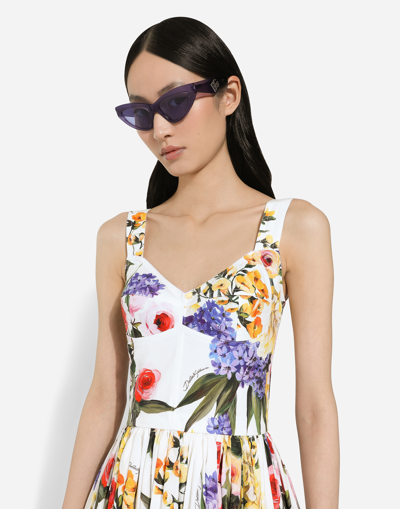 Shop Dolce & Gabbana Short Cotton Corset Dress With Garden Print