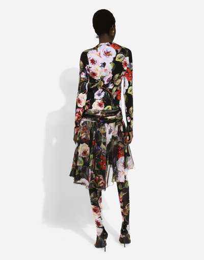 Shop Dolce & Gabbana Silk Cardigan With Rose Garden Print In プリント