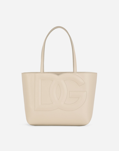 Shop Dolce & Gabbana Small Dg Logo Shopper In Beige