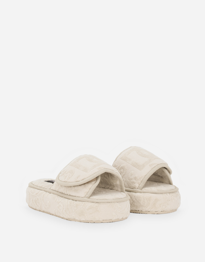 Dolce & Gabbana Terry Cotton Plateau Slippes In Multicolor