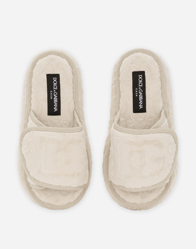Dolce & Gabbana Terry Cotton Plateau Slippes In Multicolor