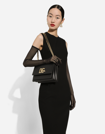 Dolce & Gabbana Logo-plaque Leather Crossbody Bag In ブラック