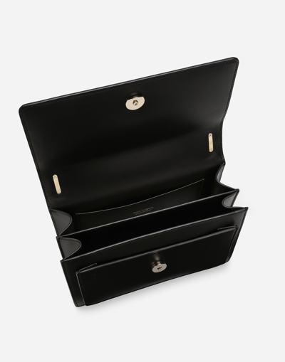 Dolce & Gabbana Logo-plaque Leather Crossbody Bag In ブラック