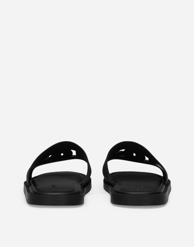 Shop Dolce & Gabbana Rubber Beachwear Sliders In Black