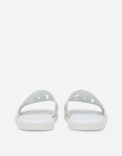 Shop Dolce & Gabbana Rubber Beachwear Sliders In White