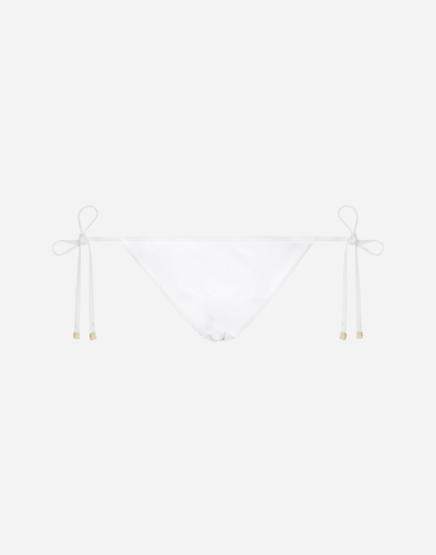Dolce & Gabbana Logo-plaque Side-tie Bikini Bottom In White