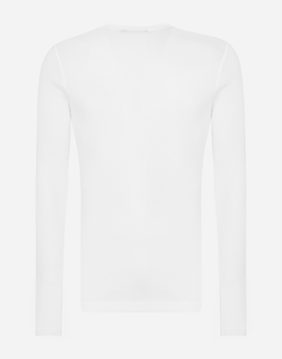 Dolce & Gabbana Ribbed Cotton Granddad-neck Sweater In White