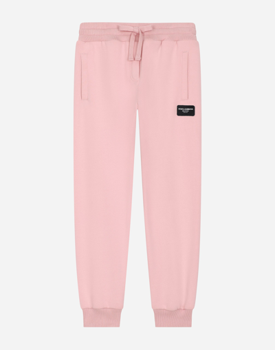 Shop Dolce & Gabbana Jersey Jogging Pants With Logo Patch