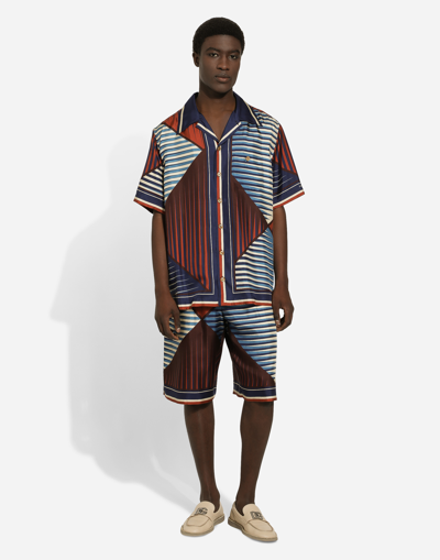 Dolce & Gabbana Printed Silk Bermuda Shorts Set In Print