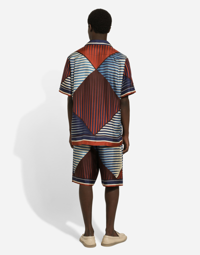 Dolce & Gabbana Printed Silk Bermuda Shorts Set In Print