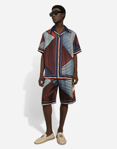 Dolce & Gabbana Printed Silk Bermuda Shorts Set In Print
