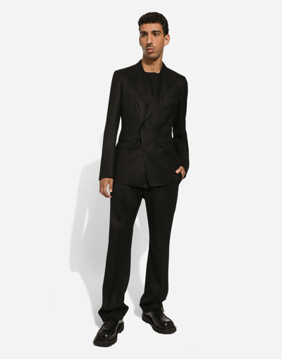 Dolce & Gabbana Double-breasted Wool Taormina-fit Jacket In Black