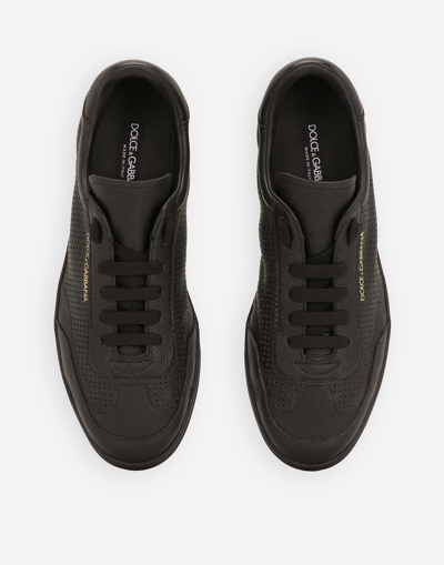Shop Dolce & Gabbana Perforated Calfskin Saint Tropez Sneakers In Black