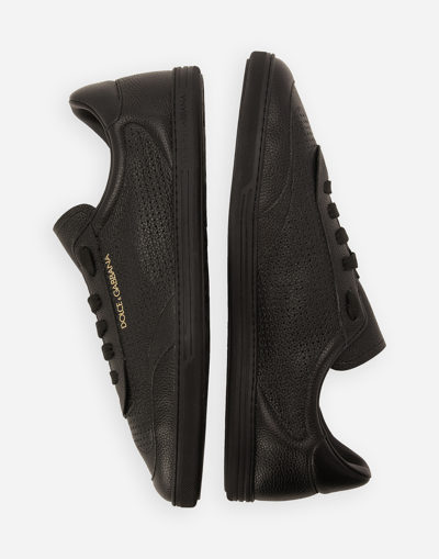 Shop Dolce & Gabbana Perforated Calfskin Saint Tropez Sneakers In Black