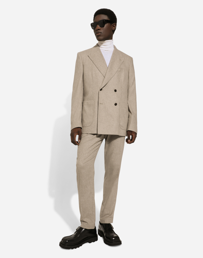 Shop Dolce & Gabbana Deconstructed Double-breasted Cashmere Jacket In Beige