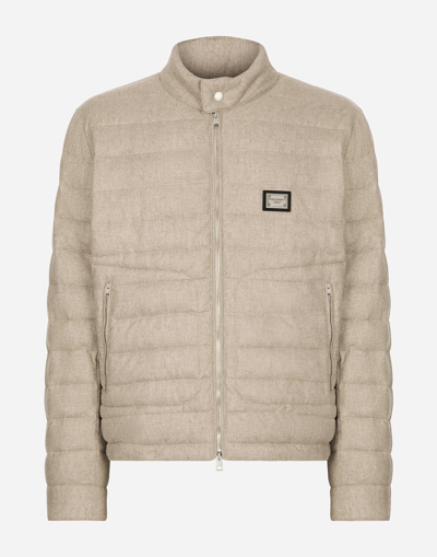 Shop Dolce & Gabbana Quilted Cashmere Jacket In Beige