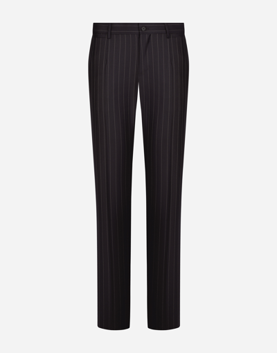 Dolce & Gabbana Pinstriped Tailored Trousers In Blue