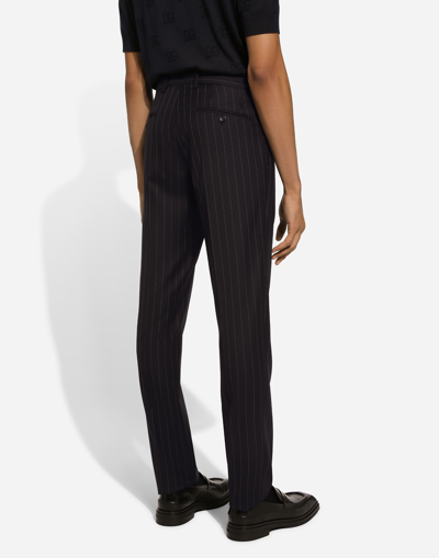 Dolce & Gabbana Pinstriped Tailored Trousers In Blue