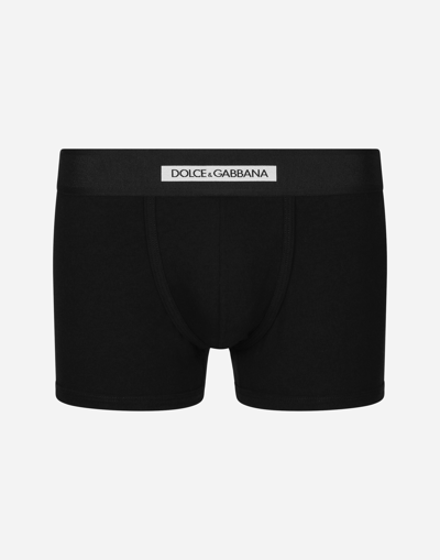 Dolce & Gabbana Logo-waistband Cotton Briefs In Black