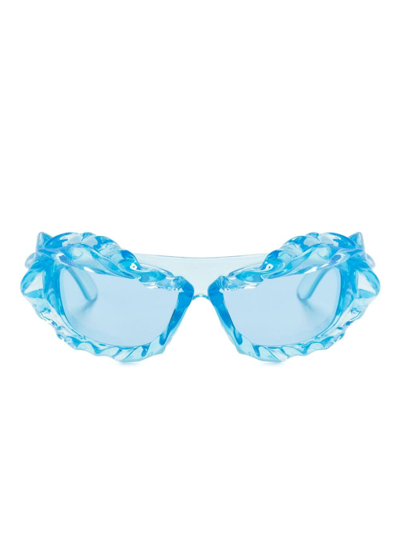 Shop Ottolinger Twisted Sunglasses In Blue