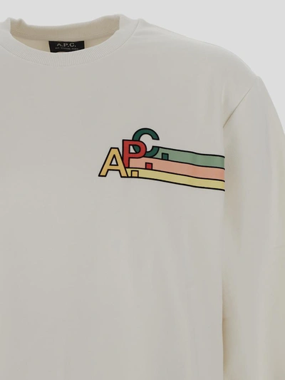 Shop Apc A.p.c. Flocked Logo Sweatshirt In Chalk