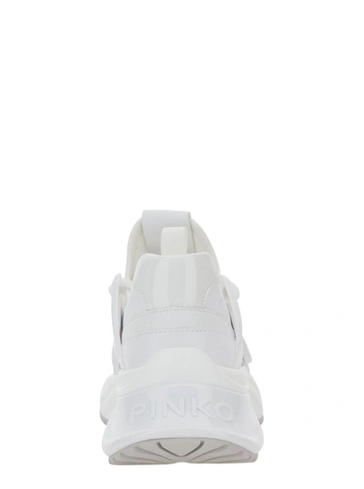 Shop Pinko 'ariel' White Sneakers With Love Birds Detail In Tech Fabric Woman