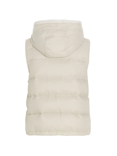 Shop Brunello Cucinelli Padded Hooded Vest In White