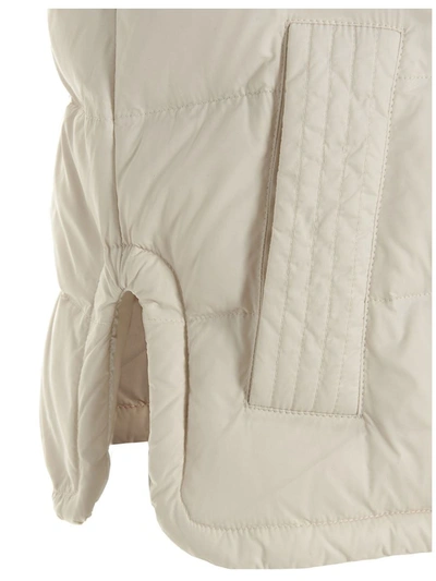 Shop Brunello Cucinelli Padded Hooded Vest In White