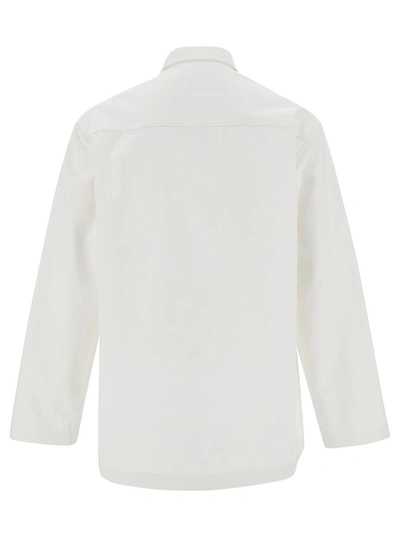 Shop Jil Sander White Shirt With Embossed Logo In Denim Man