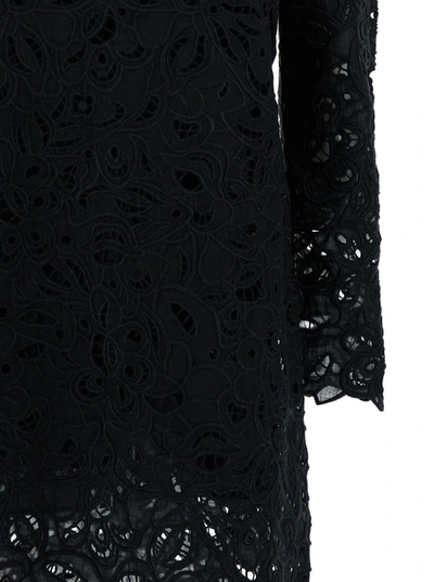 Shop Isabel Marant 'daphne' Mini Black Dress With Flower Embroidery In Guipure Woman