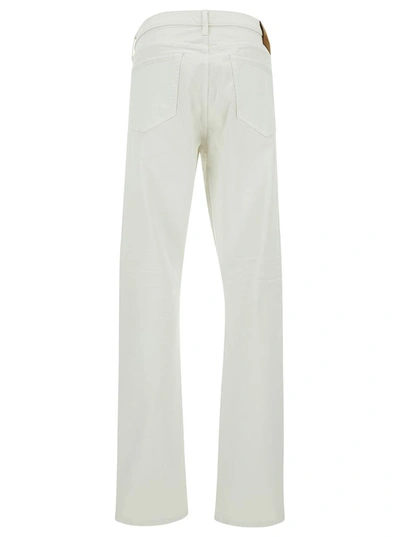 Shop Tom Ford White Slim Five-pocket Style Jeans With Branded Button In Stretch Cotton Denim Man