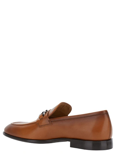 Shop Ferragamo Brown Loafers With Gancini Detail In Leather Man