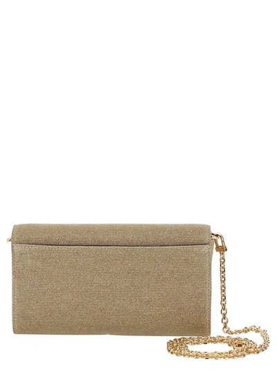 Shop Michael Michael Kors Gold-colored Pouch With Logo Plaque In Lurex Woman In Grey
