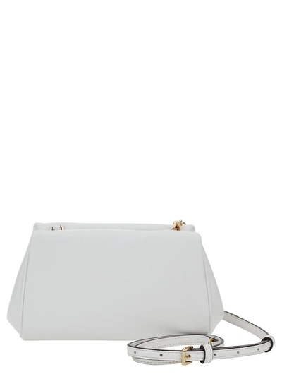 Shop Michael Michael Kors White Pouch With Logo Detail In Leather Woman